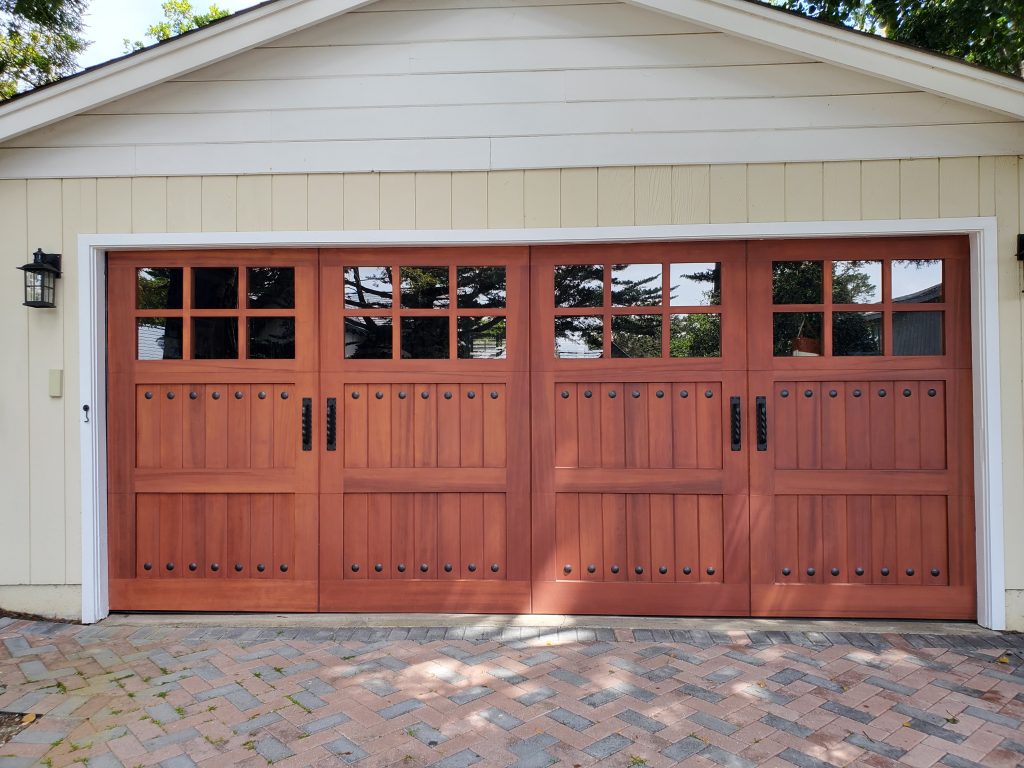 Ranch House Cedar stain grade garage door installation