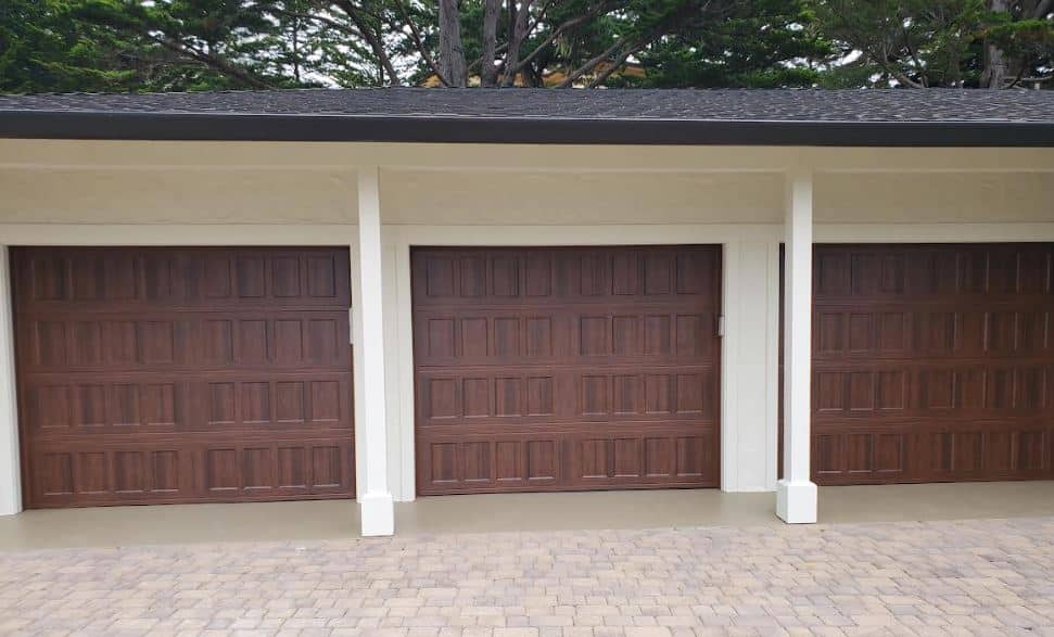 Amarr Hillcrest Walnut color steel doors