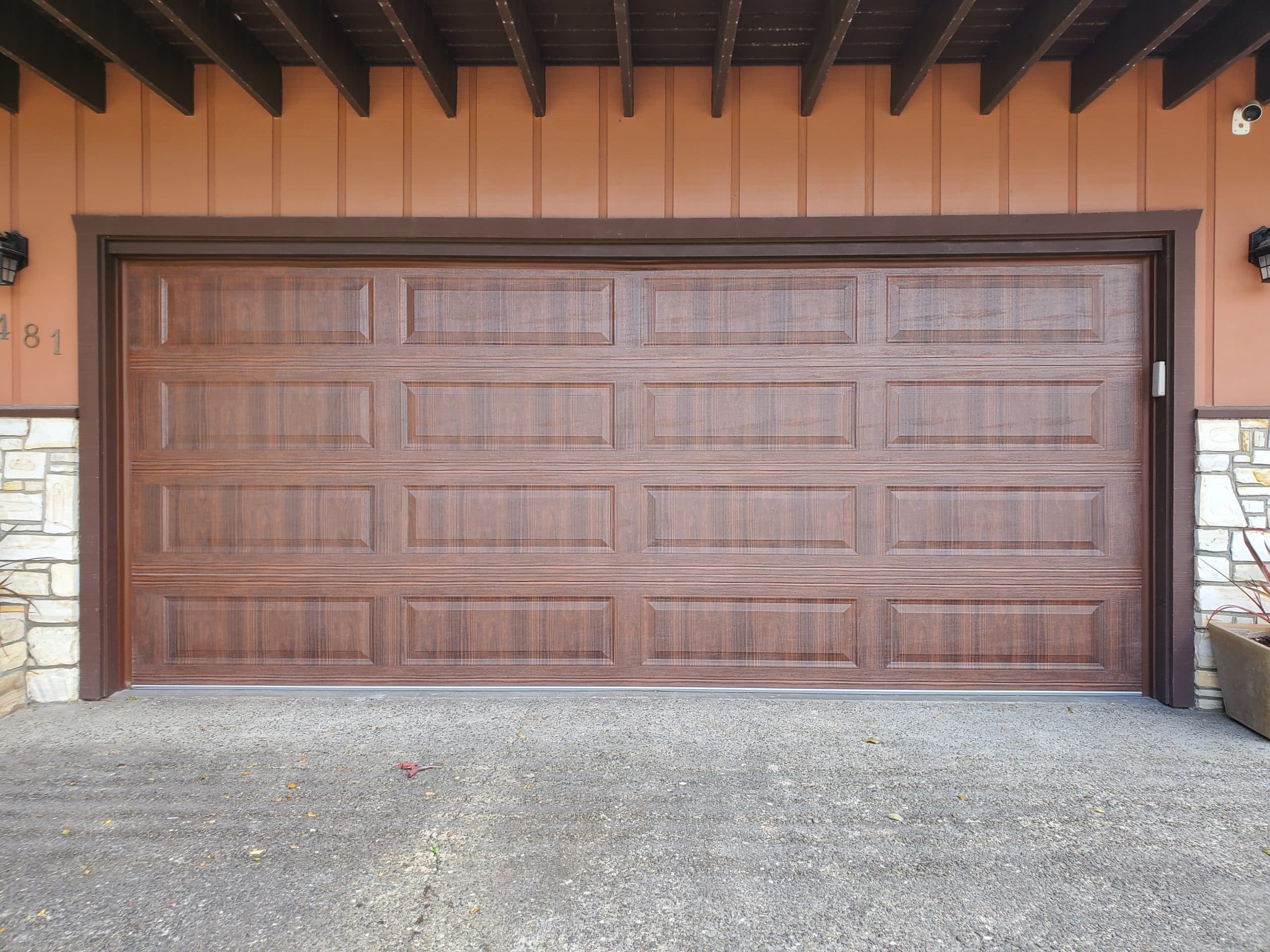 Amarr Lincoln 3138 long panel with Walnut color scaled