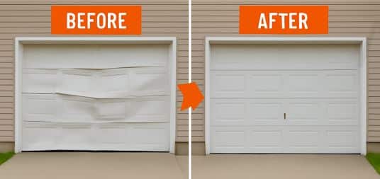 Before After Garage Panel Damage