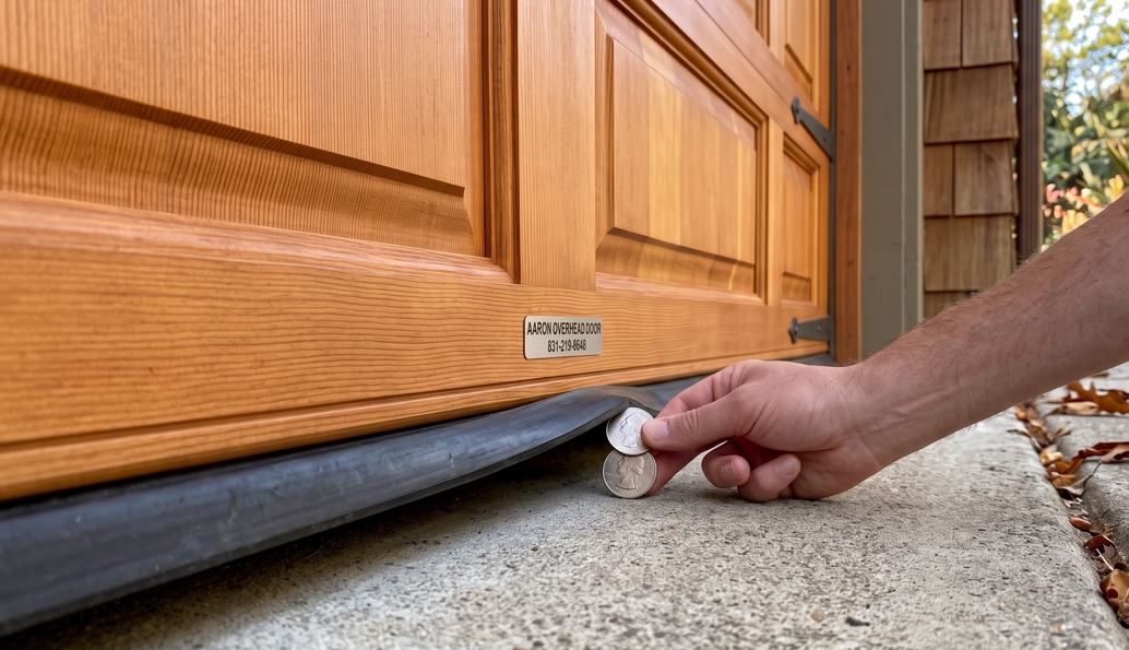 Person checking garage door weatherstripping in Santa Cruz for home protection wildfire embers