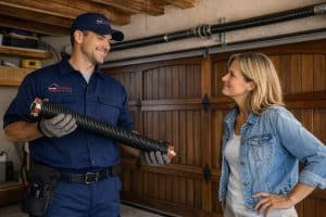 Tech explaining spring price to customer