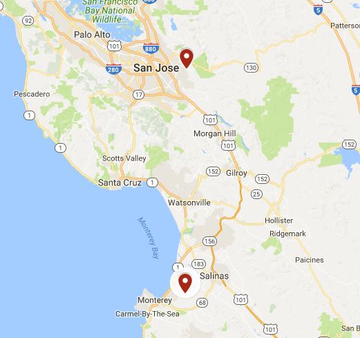 Monterey San Jose Map location
